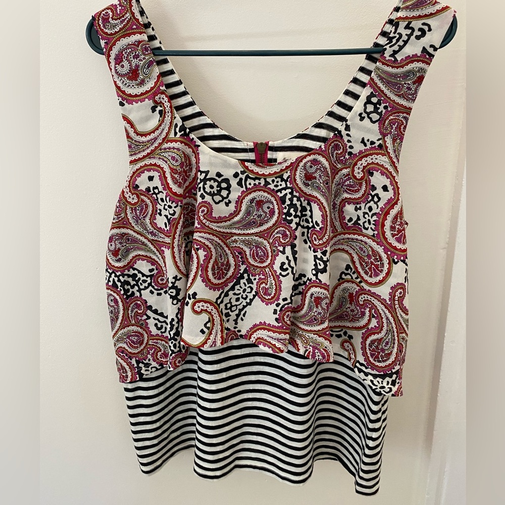 Anthropologie Tank Top Large Striped Paisley